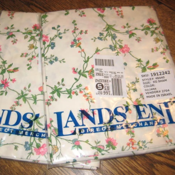 Lands' End Bedding 2 Lands End King Shams Nwt Juliana Floral Cotton